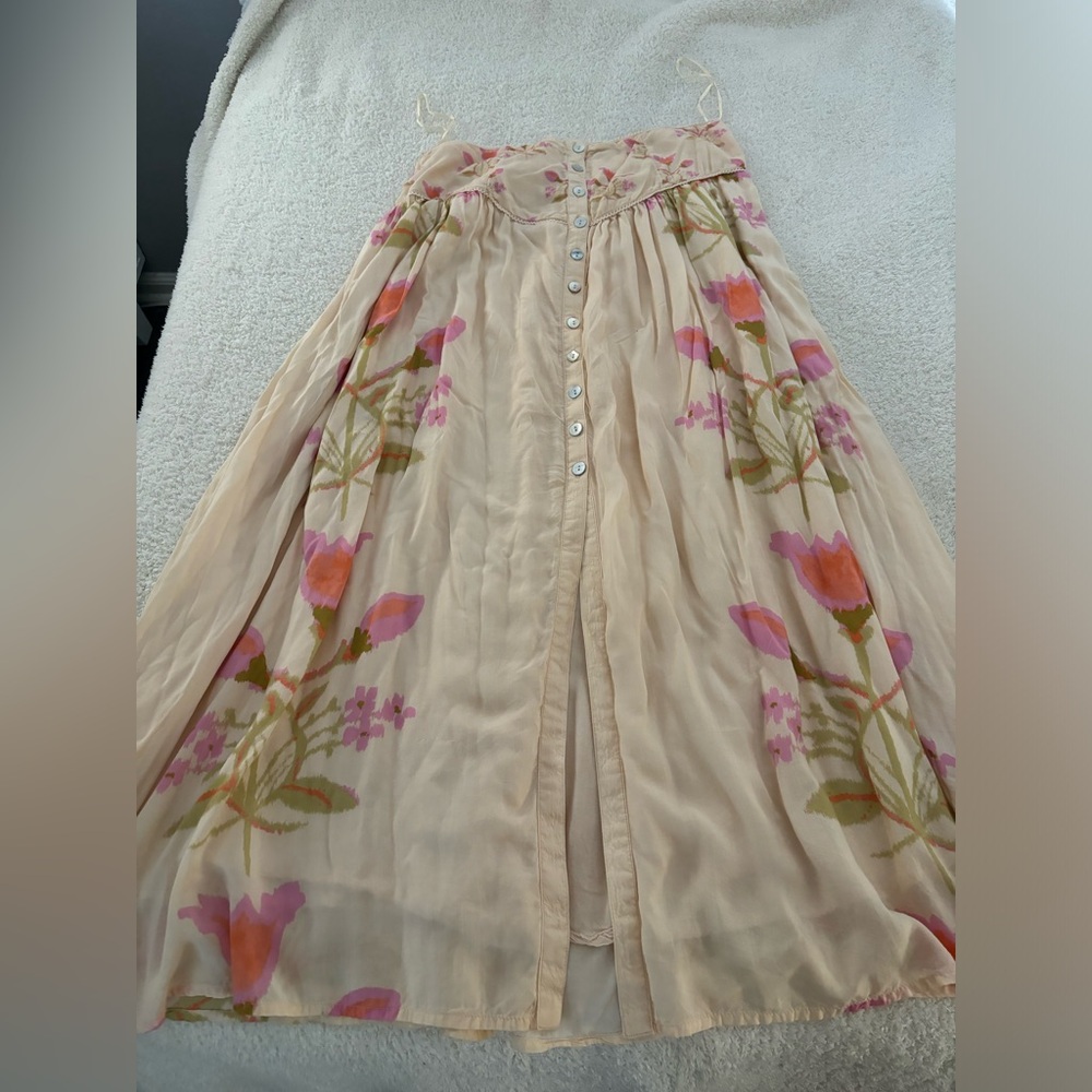 FREE PEOPLE floral button up maxi skirt